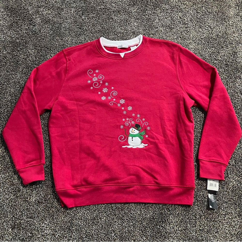 Hasting & Smith large NWT red snowman snowflake Christmas crewneck sweatshirt